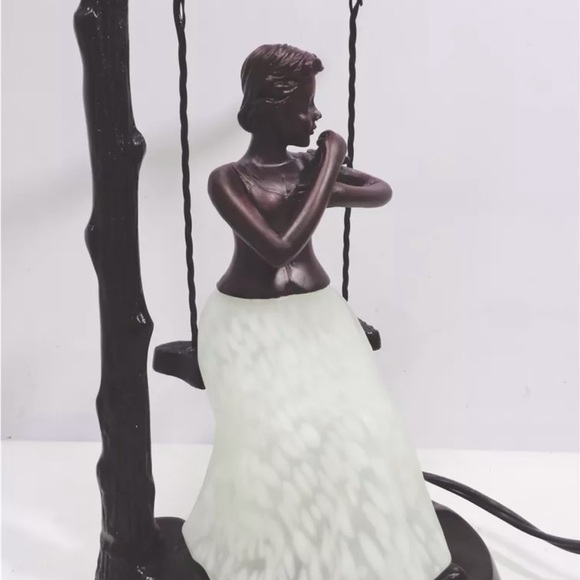 Young Lady On A Swing Bronze & Glass Table Lamp New (TL3390) LLF - Picture 8 of 8